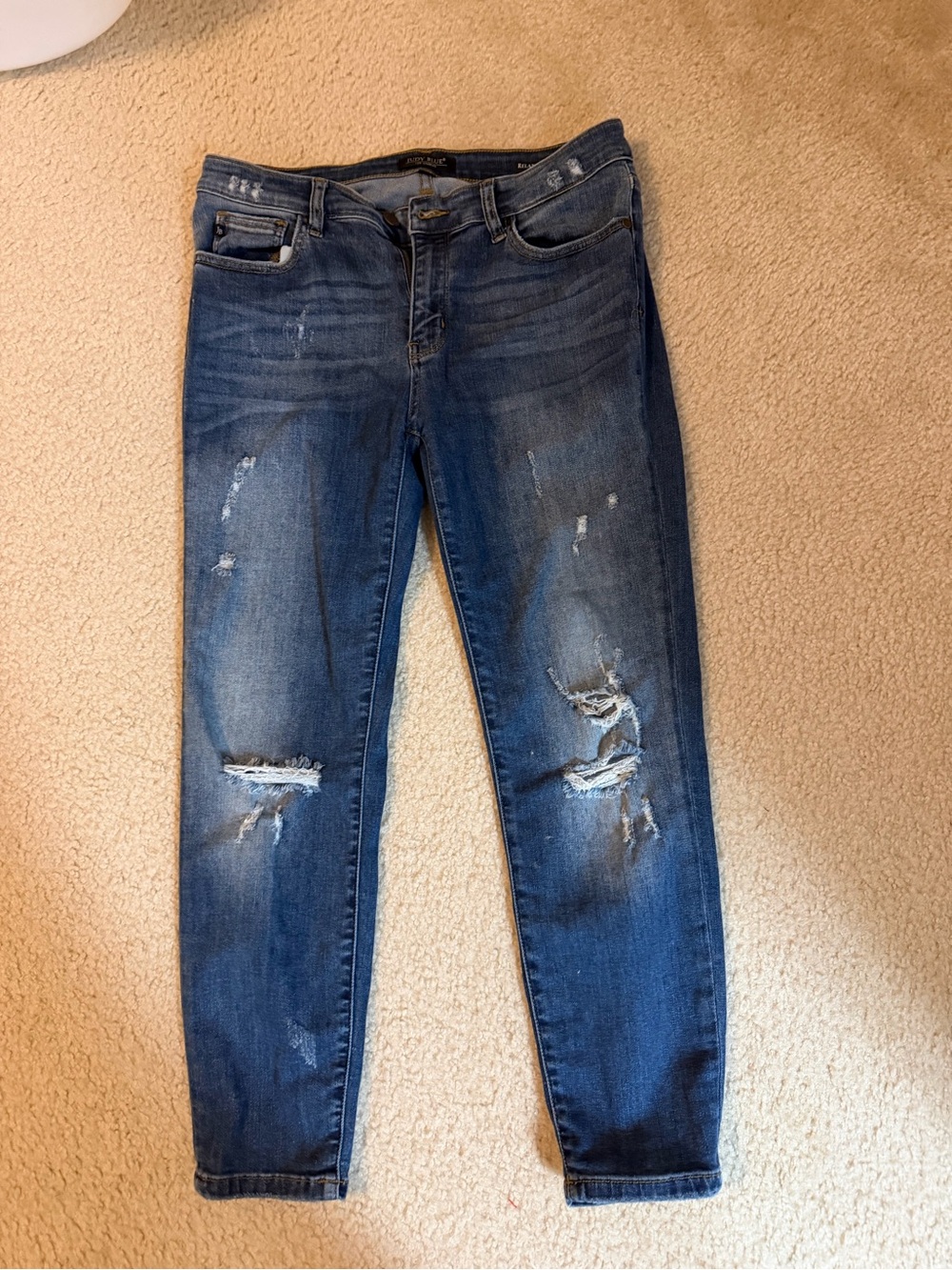 Judy Blue Distressed Women's Blue Denim Jeans - Classic Ripped Skinny